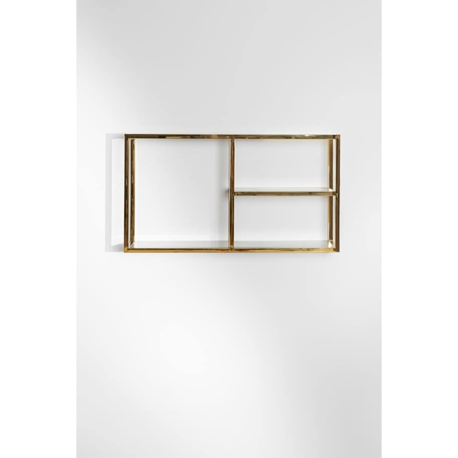 Półka wisząca, szklane półki, błyszczące złoto 90 cm Daiana