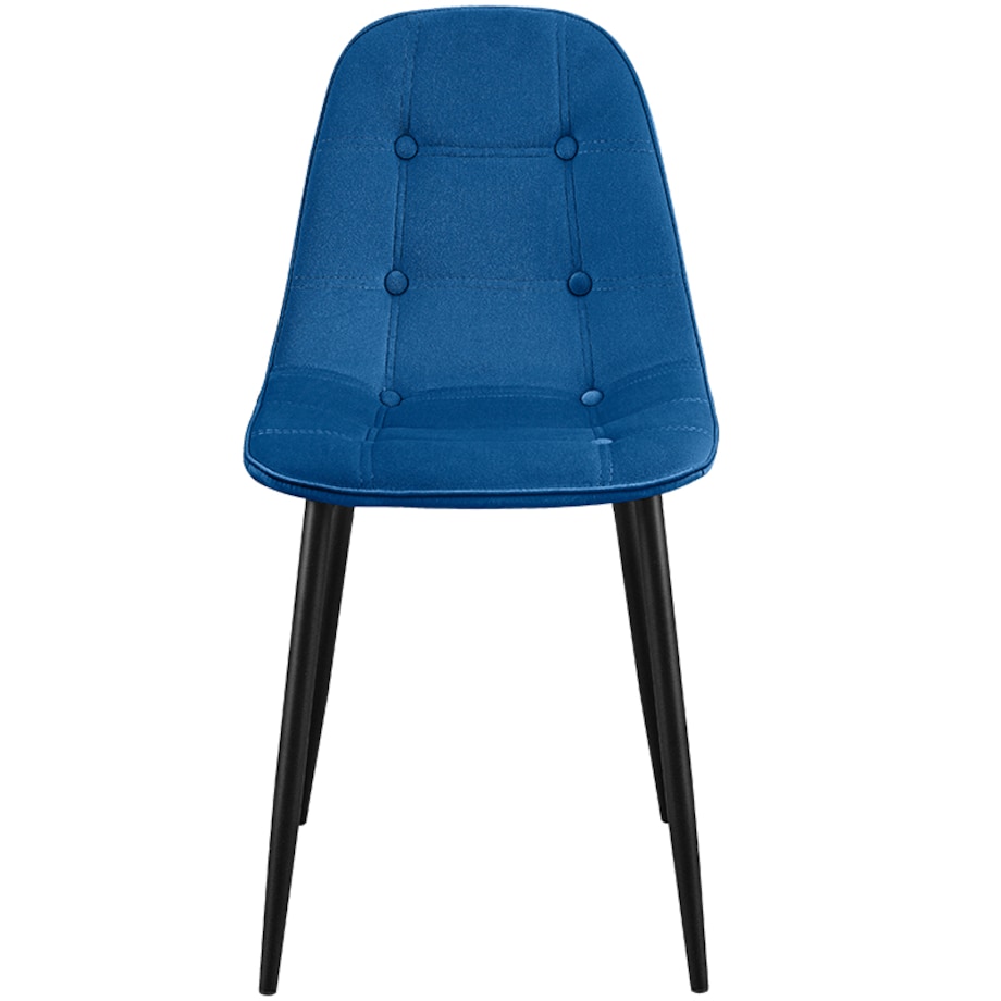 Krzesło tapicerowane welurowe pikowane do salonu z guzikami granatowe