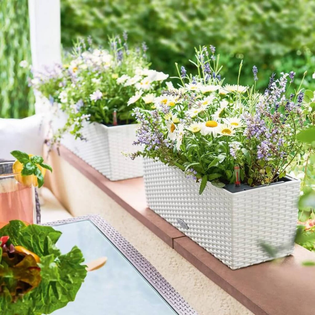 LECHUZA Doniczka BALCONERA Cottage 50 ALL-IN-ONE, biała