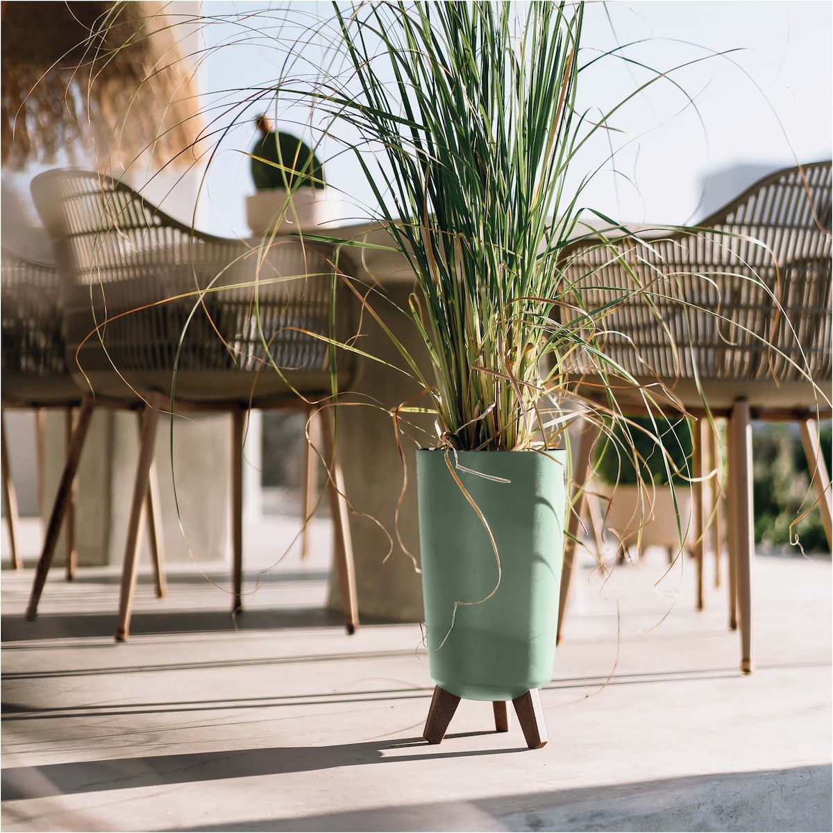 Donica Ogrodowa 23,9 Cm Na Nóżkach Wysoka Doniczka Dekoracyjna Zielona