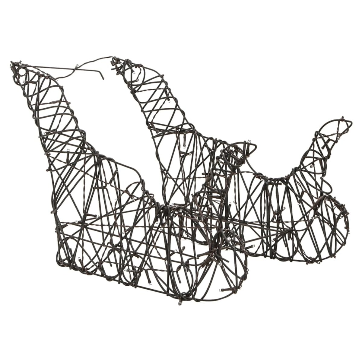 vidaXL Świąteczne renifery z saniami, 160 ciepłych białych LED, rattan