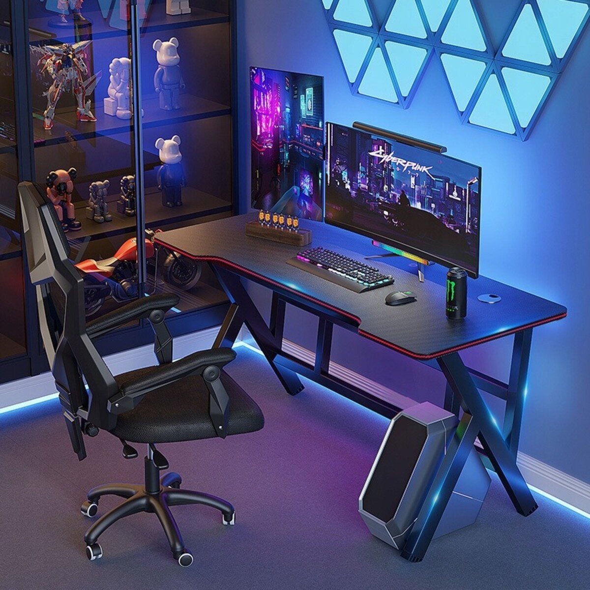 Biurko gamingowe stół dla gracza komputerowe czarne duże nowoczesne 120 cm
