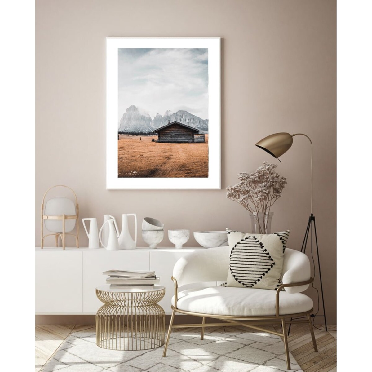 Poster Story, Plakat, Obraz - Drewniana Chata w Dolomitach No2, wymiary 30 x 42 cm