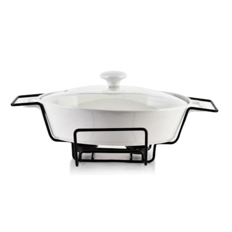 MODERN KITCHEN Naczynie z podgrzewaczem1,6L 33,2x22xh6,6cm gładkie białe