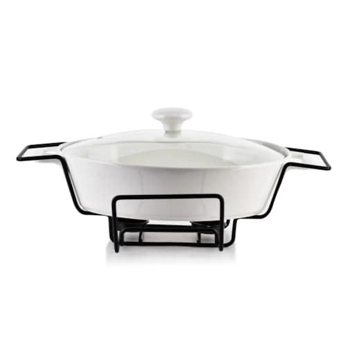 MODERN KITCHEN Naczynie z podgrzewaczem1,6L 33,2x22xh6,6cm gładkie białe