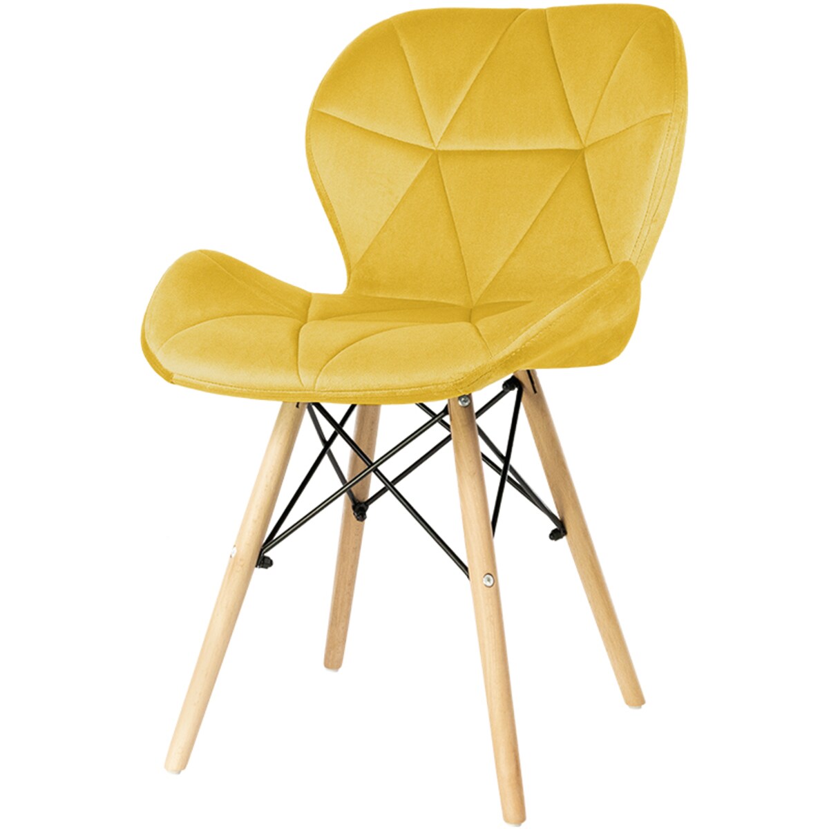 Krzesło tapicerowane do salonu nowoczesne skandynawskie pikowane welurowe