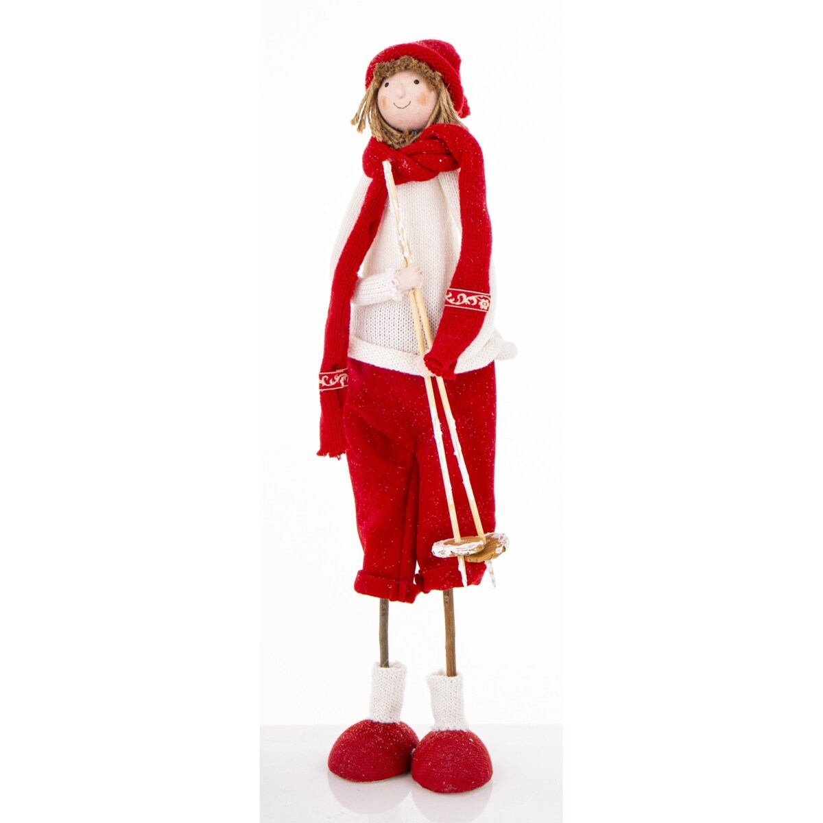 Dekoracja - figurka 50x15x17 cm SUKIYA z kijkami narciarskimi