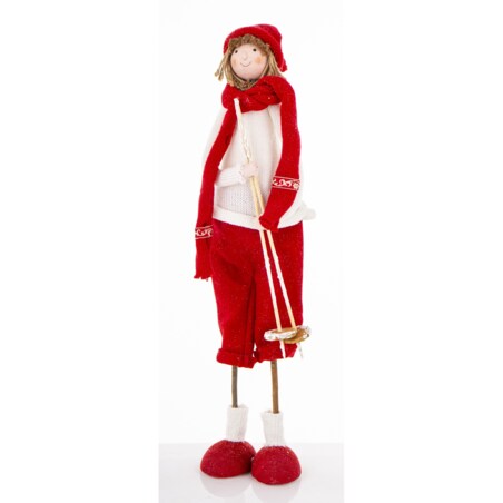 Dekoracja - figurka 50x15x17 cm SUKIYA z kijkami narciarskimi
