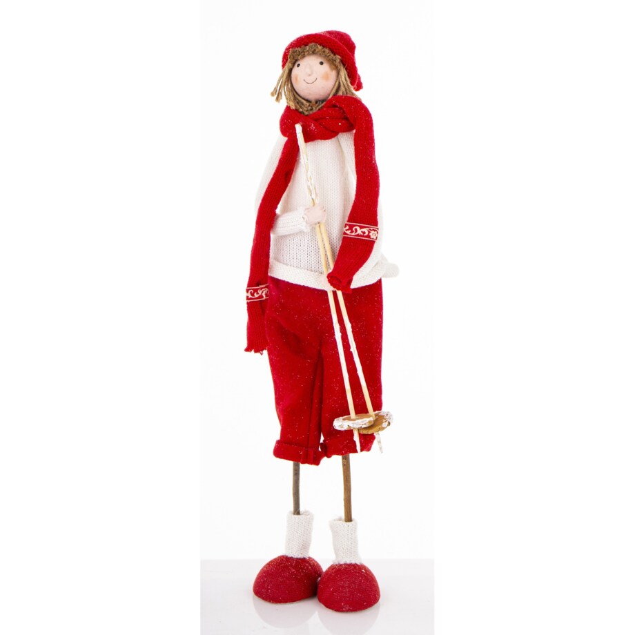 Dekoracja - figurka 50x15x17 cm SUKIYA z kijkami narciarskimi