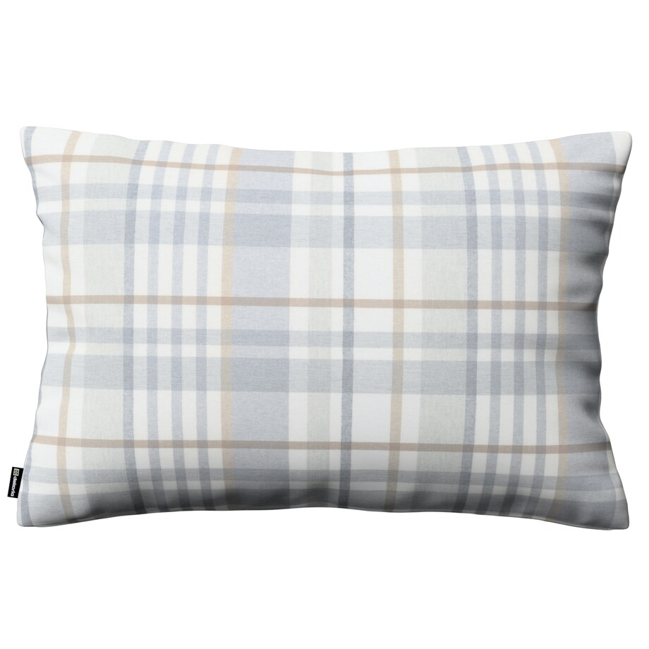 Poszewka Kinga na poduszkę prostokątną 60x40 kratka beżowo-szary melanż