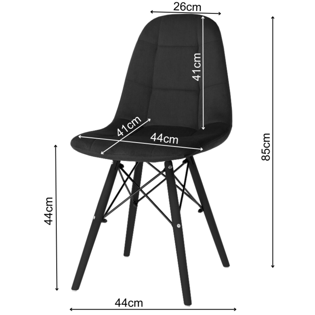 Krzesło tapicerowane skandynawskie czarne welurowe pikowane nowoczesne