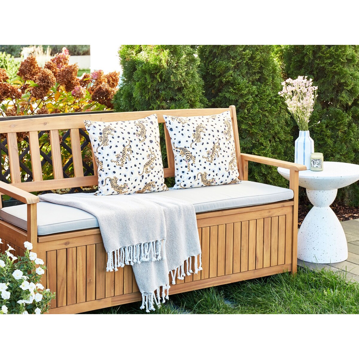 2 poduszki ogrodowe w tygrysy 45 x 45 cm wielokolorowe ARENZANO