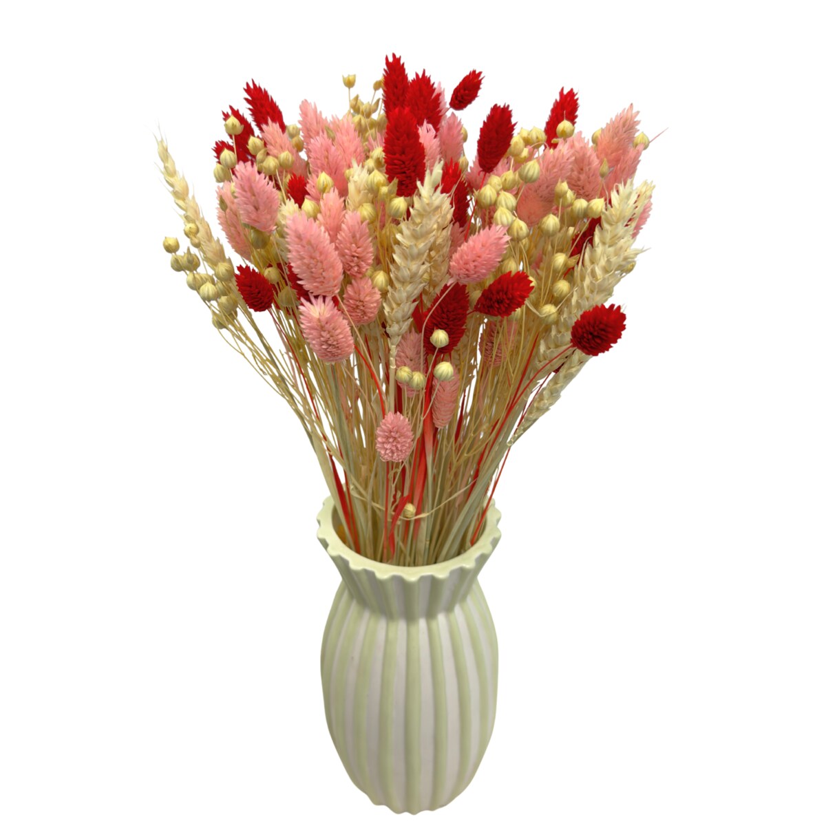 Bukiet suszonych kwiatów Red&Pink - pszenica, len , phalaris