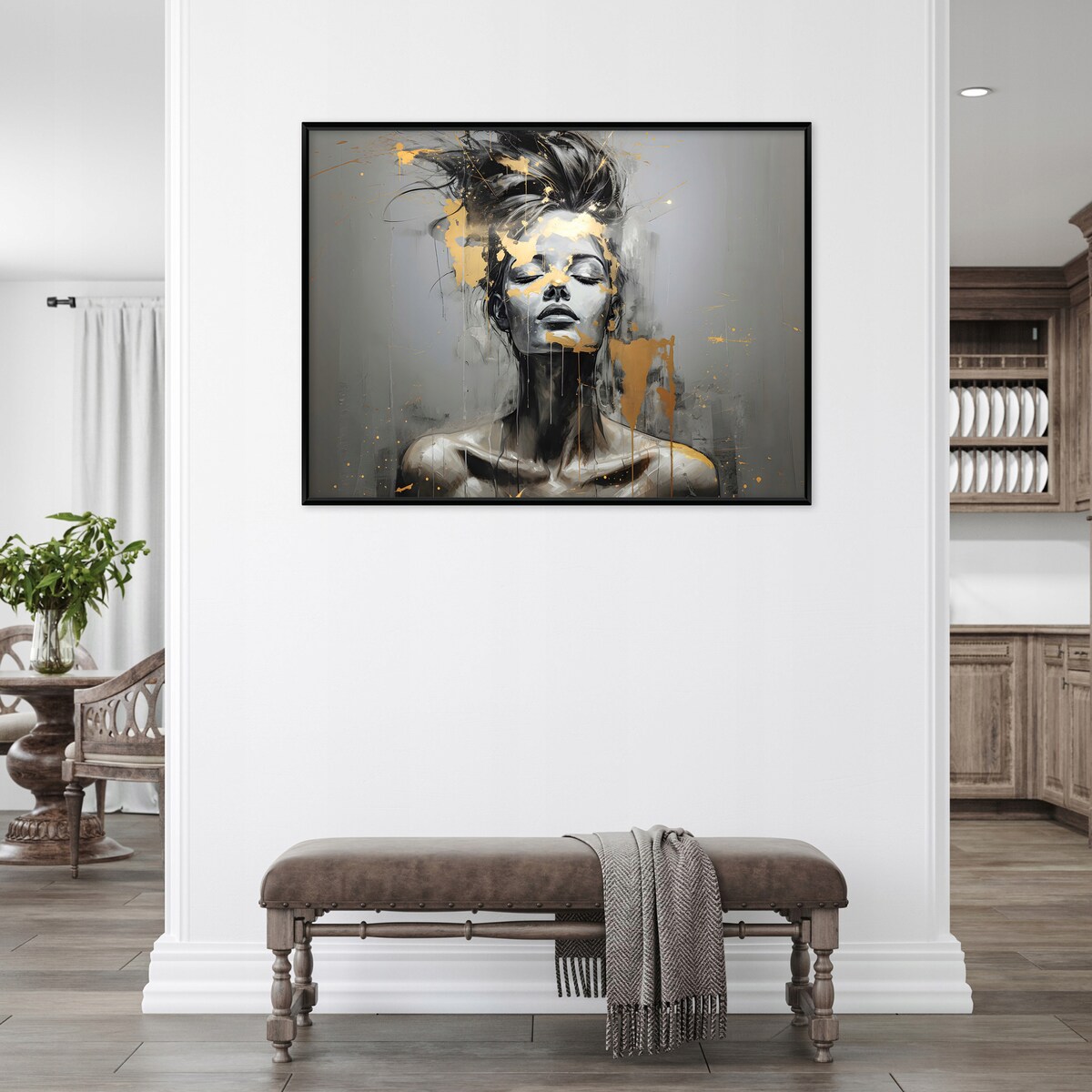 Obraz W Ramie Do Sypialni Salonu Na Płótnie Kobieta Glamour Szary 60x40