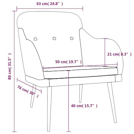 vidaXL Fotel, czarny, 63x76x80 cm, obity tkaniną