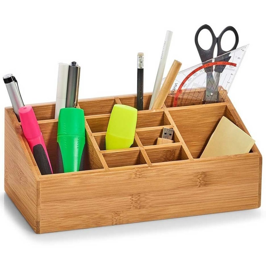 Organizer na kosmetyki, akcesoria biurowe - 12 przegródek, bambusowy, ZELLER