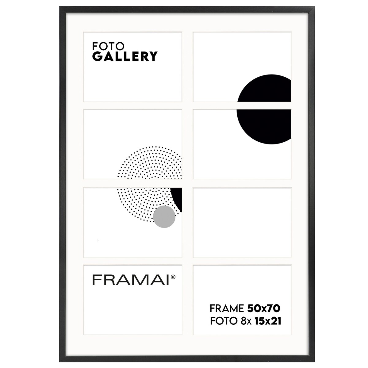 Ramka na zdjęcia 8 zdjęć 15x21 cm rama czarna foto galeria 50x70 cm FRAMAI®