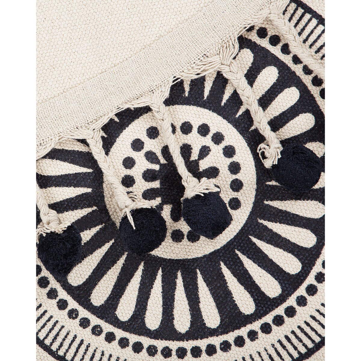 Dywan okrągły bawełniany ø 120 cm kremowo-granatowy TATVAN