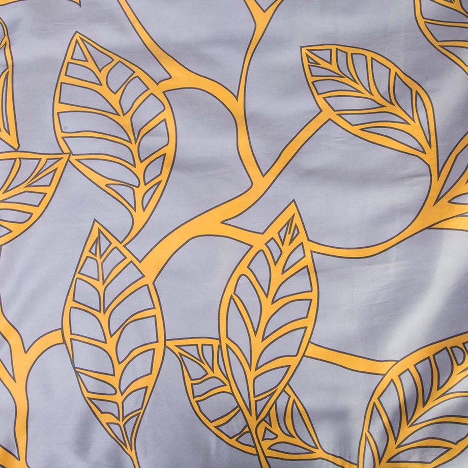 Pościel satyna bawełniana 140x200 Folina pomarańczowe liście na szarym tle, Satynlove