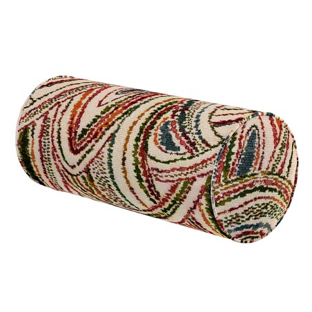 Poduszka wałek prosty, czerwono-zielone łuki na kremowym tle, Ø16 x 40 cm, Cosy Home