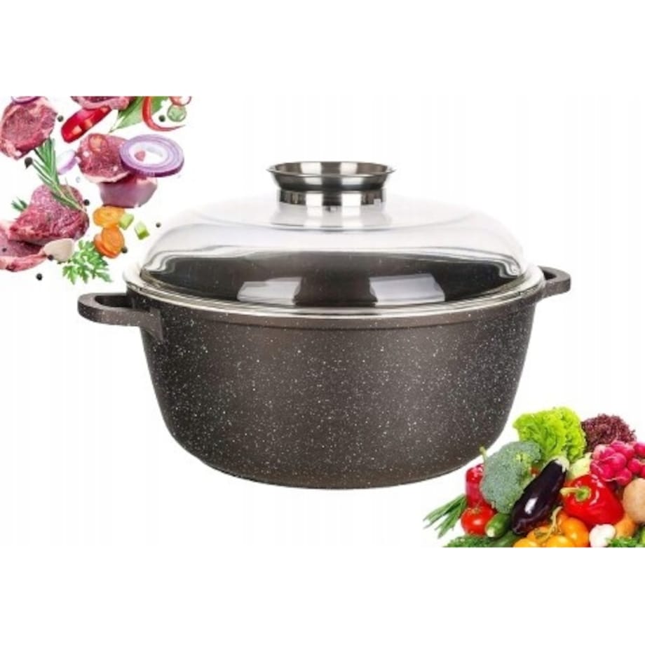 GARNEK tradycyjny 6,7 L banquet GRANITE BROWN z dozownikiem do przypraw