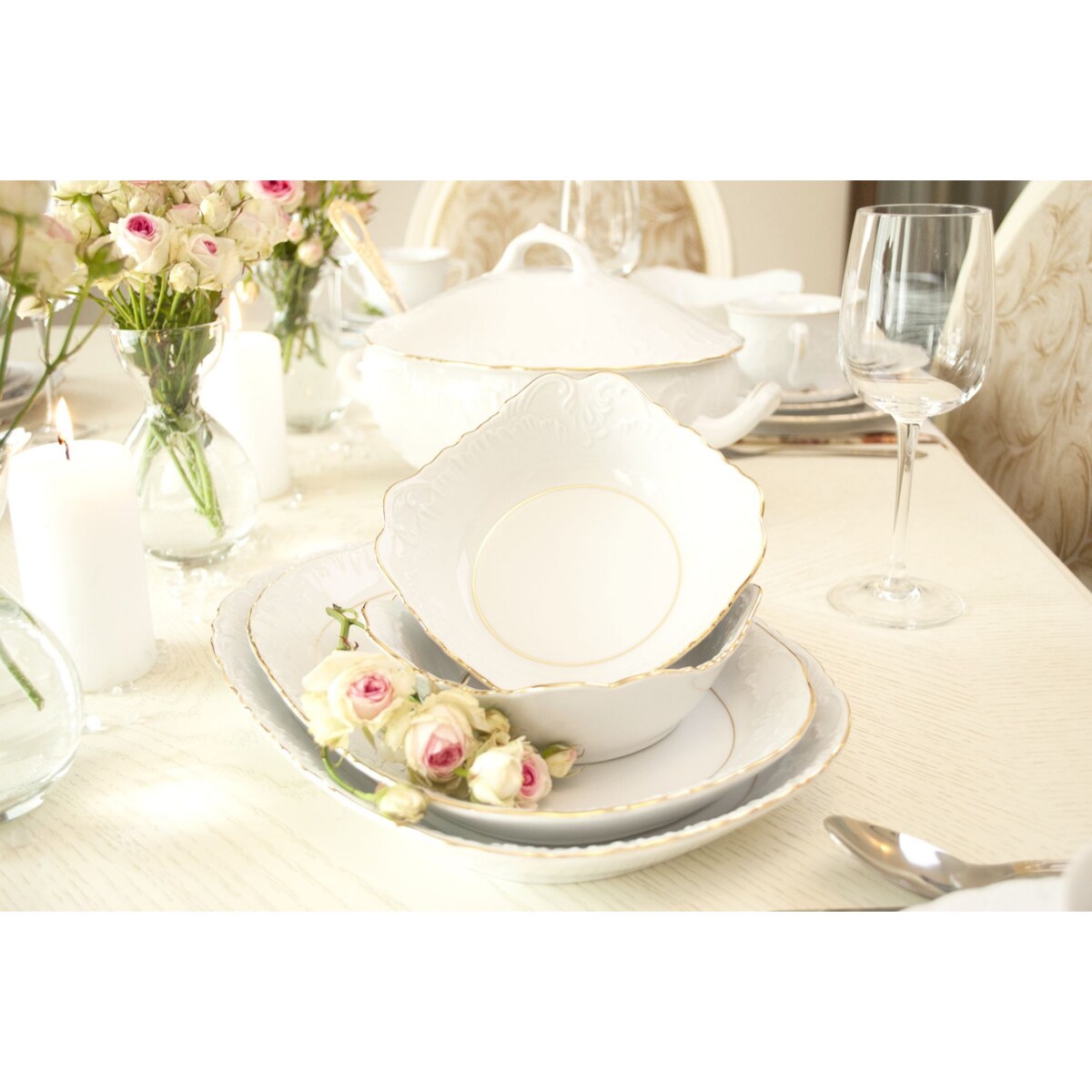 Garnitur do kawy dla 6 osób 21 el. Rococo Złota Linia 3604
