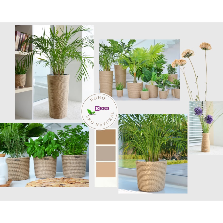 Wazon REGINA w stylu BOHO jutowy do suszonej trawy i kwiatów * pleciony sznurek jutowy naturalny do trawy pampasowej kompozycji h 31 cm styl skandynawski