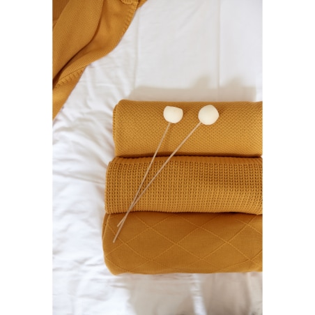 Pled pleciony musztardowy, 130 x 160 cm, La Manta