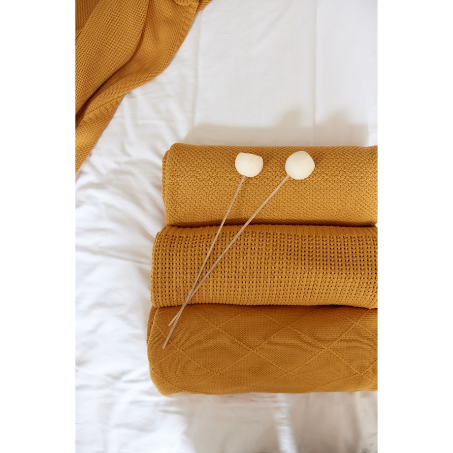 Pled pleciony musztardowy, 130 x 160 cm, La Manta
