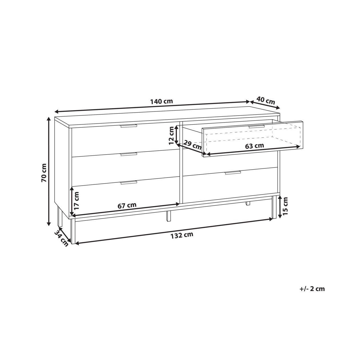 Komoda 6 szuflad WALCOTT Jasnobrązowy