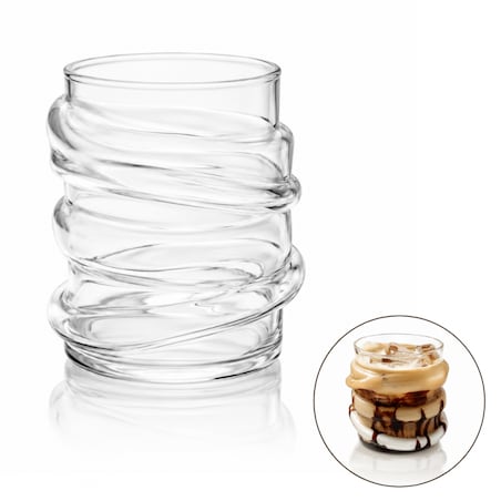 Szklanka 450ml Falowana, wzór drewna 1 szt do kawy, drinków SZK209