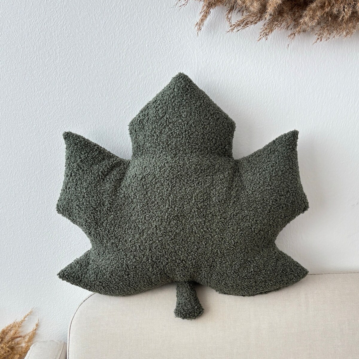 Poduszka jesienna liść Klon zielony boucle