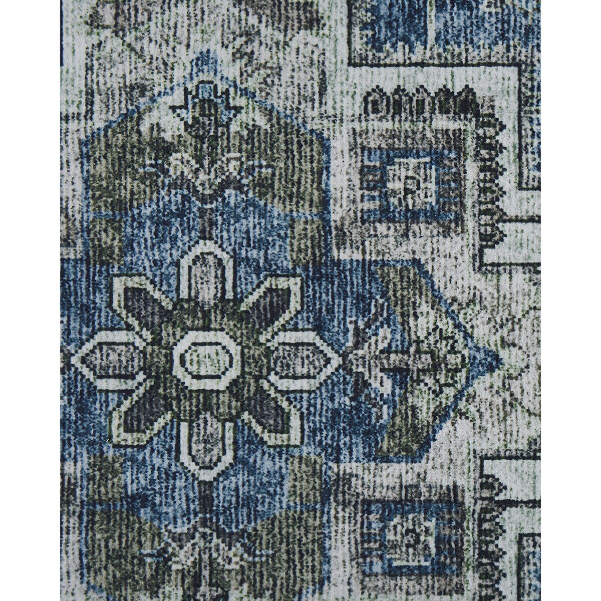 Dywan 80 x 300 cm szary z niebieskim KOTTAR