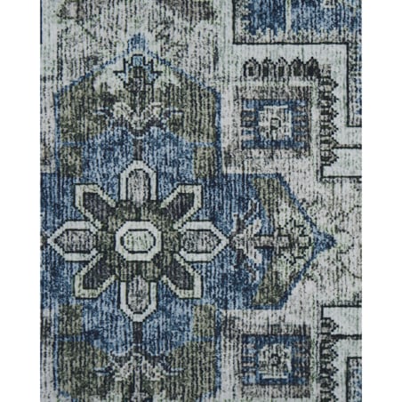 Dywan 80 x 300 cm szary z niebieskim KOTTAR