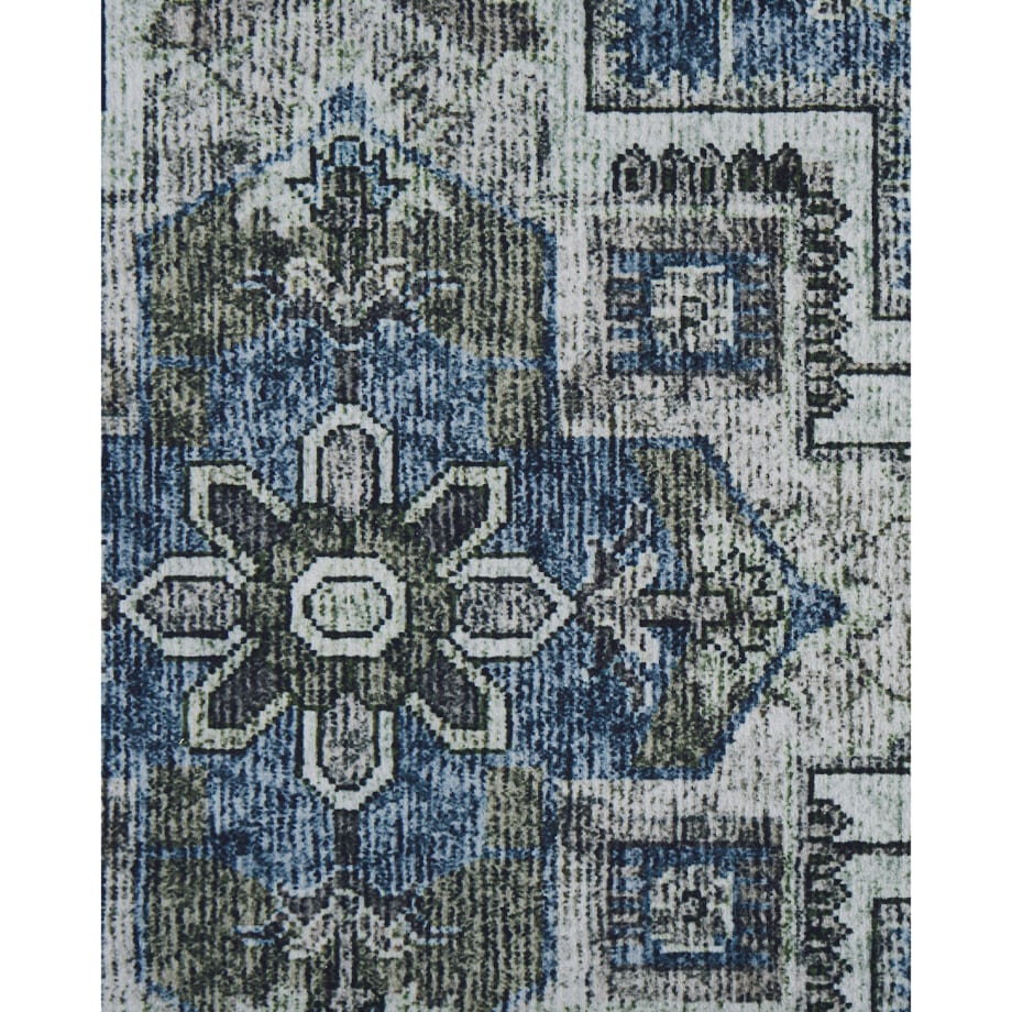 Dywan 80 x 300 cm szary z niebieskim KOTTAR