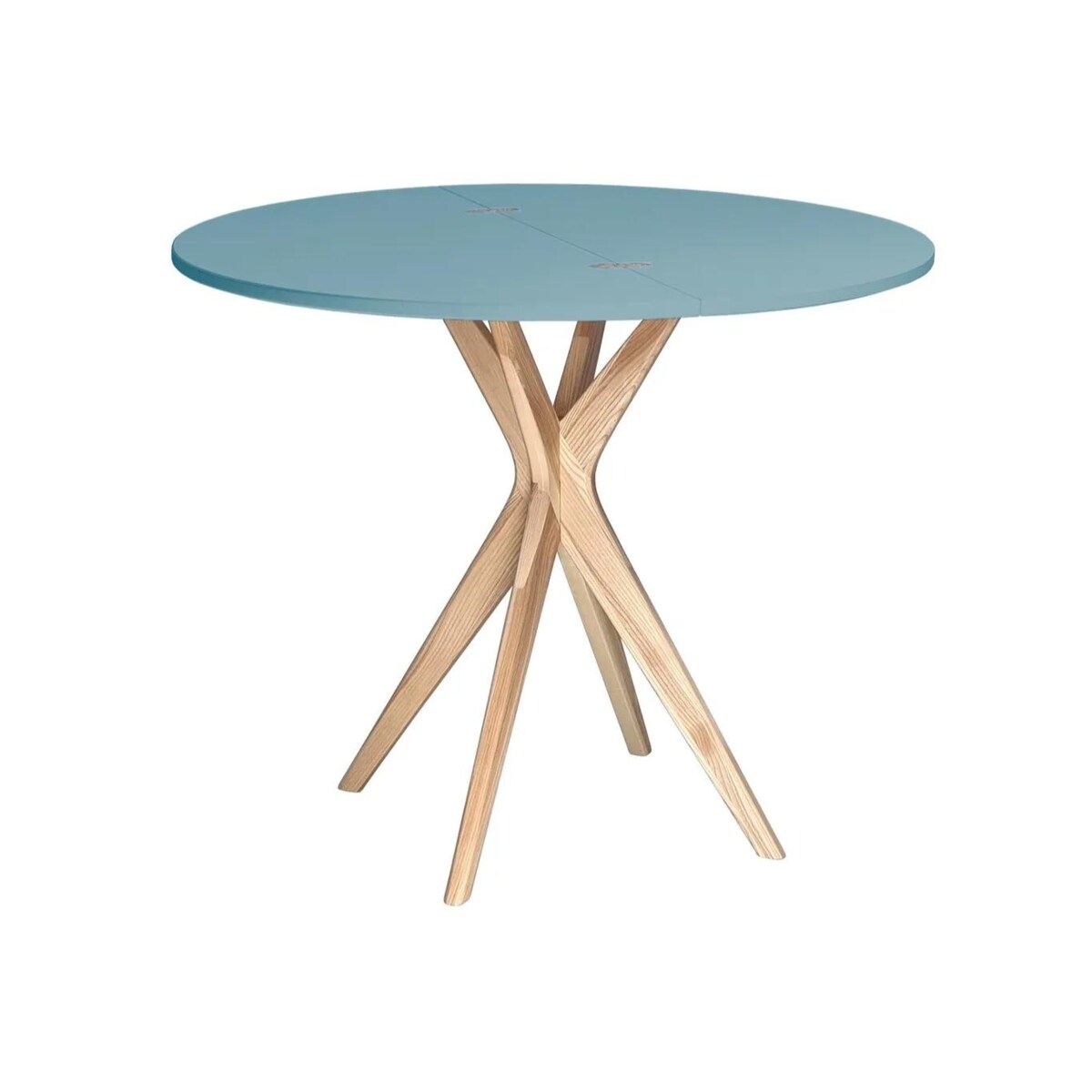 Stół półokrągły CUTTI 90x90 rozkładany jasny niebieski/jesion