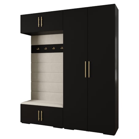 Garderoba do przedpokoju INOVA 3 Z18 czarny+złoty+manila02