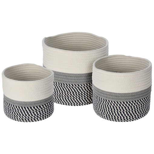 Kosz do przechowywania z bawełny, 3 sztuki