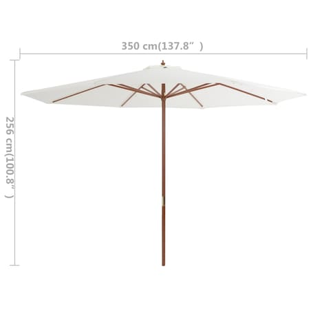 vidaXL Parasol ogrodowy na drewnianym słupku, 350 cm, piaskowa biel