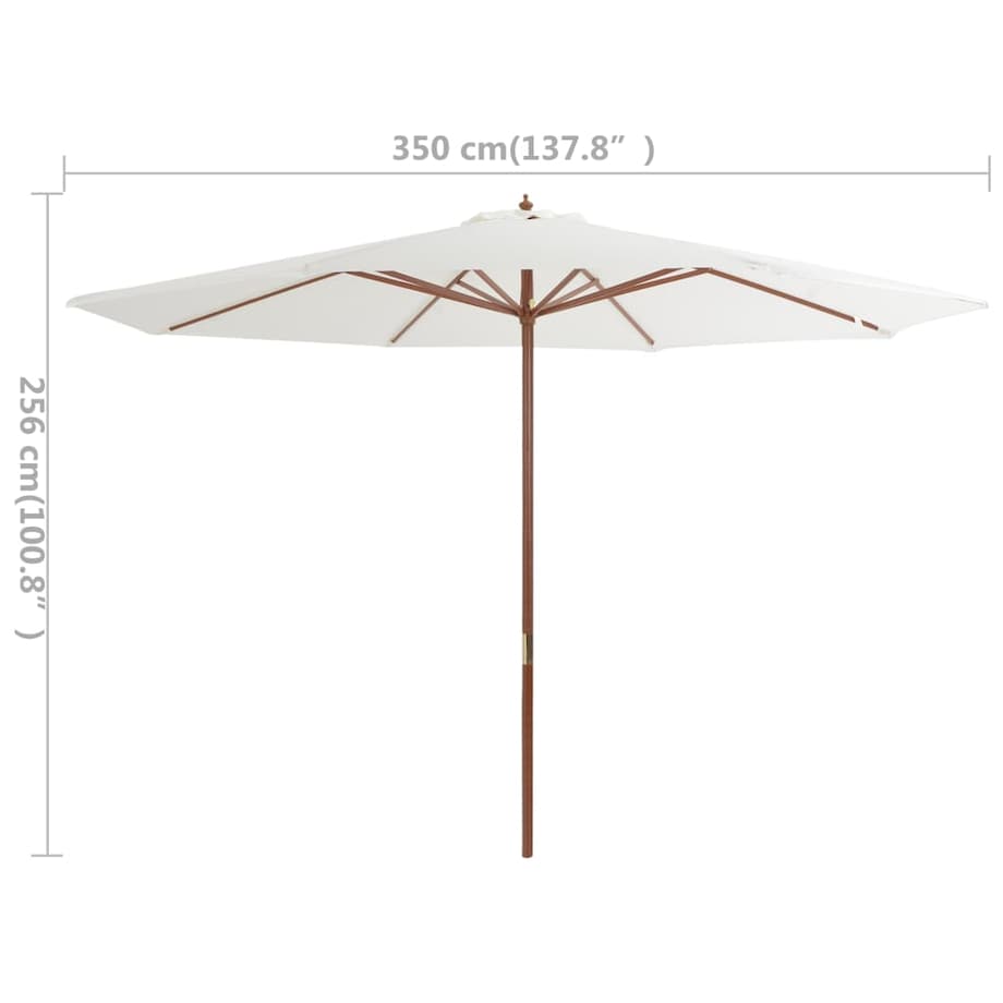 vidaXL Parasol ogrodowy na drewnianym słupku, 350 cm, piaskowa biel