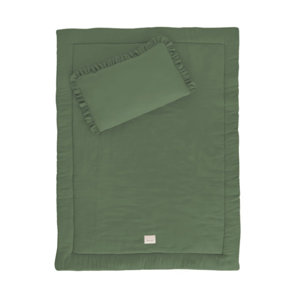 Pościel muślinowa z wypełnieniem falbanka Forest Green - XL