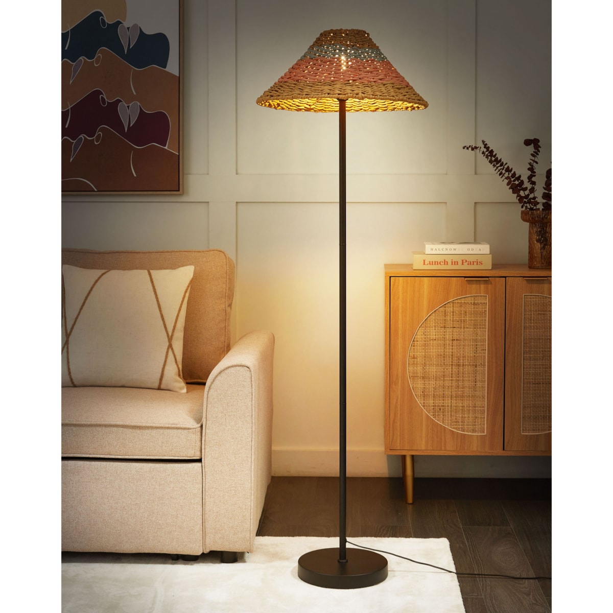 Lampa podłogowa KYOGA Papierowa plecionka Beżowy