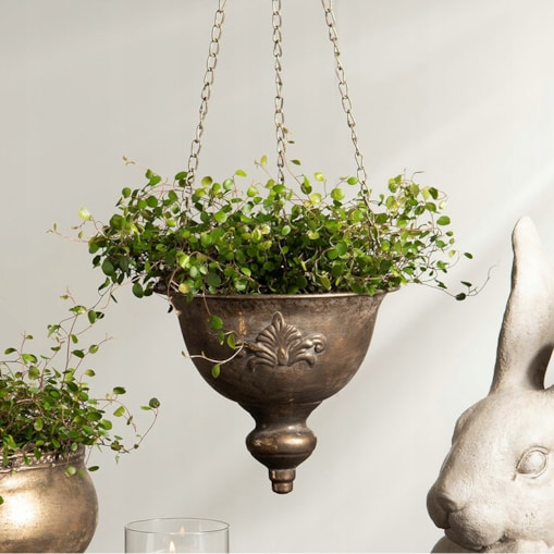 DONICZKA WISZĄCA METALOWA LOFT ZŁOTA 23cm na balkon taras kwiaty do domu