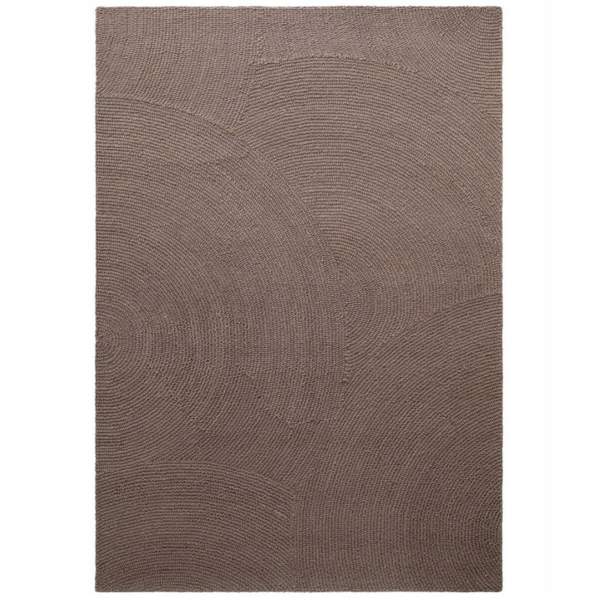 Dywan wełniany do salonu 160x230cm, brązowy wzór w półkola, efekt 3d