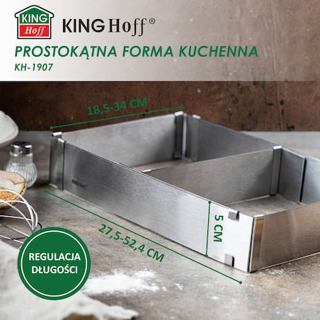Regulowana forma do ciasta 34-52x27-18,5x5cm Tortownica Rant cukierniczy KINGHOFF
