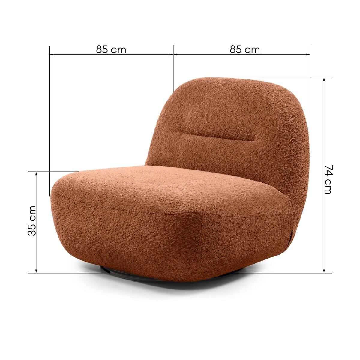 Fotel obrotowy bouclé miedziany Eroni