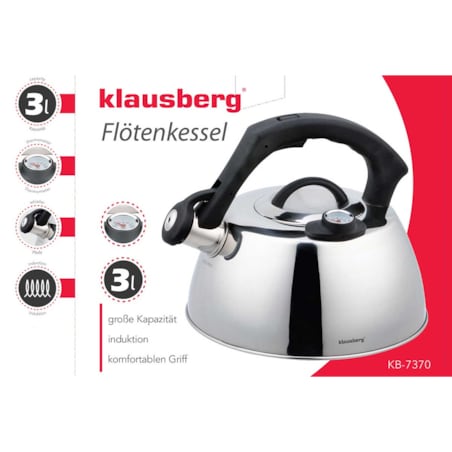 Czajnik stalowy z termometrem 3L indukcja gaz srebrny KLAUSBERG