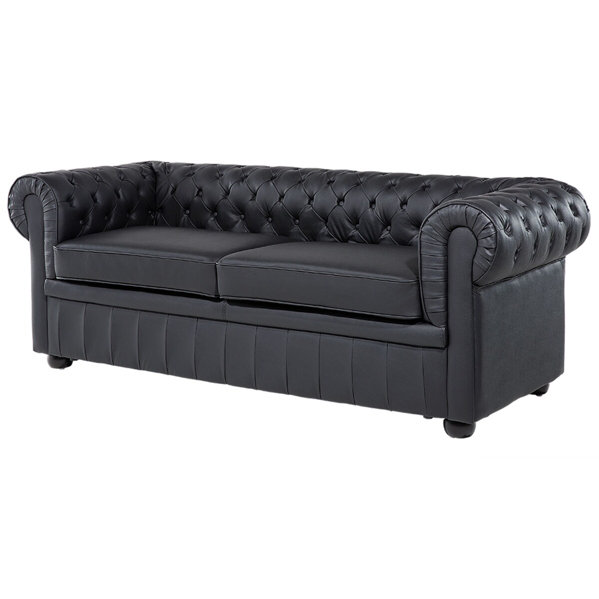 Sofa 3-osobowa skórzana czarna CHESTERFIELD
