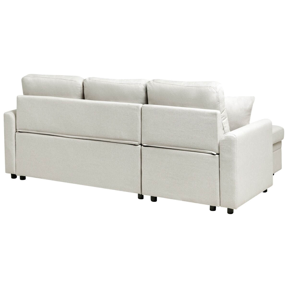 Narożnik rozkładany NASSJO Len syntetyczny Jasnobeżowy dla 3 osób Prawostronny