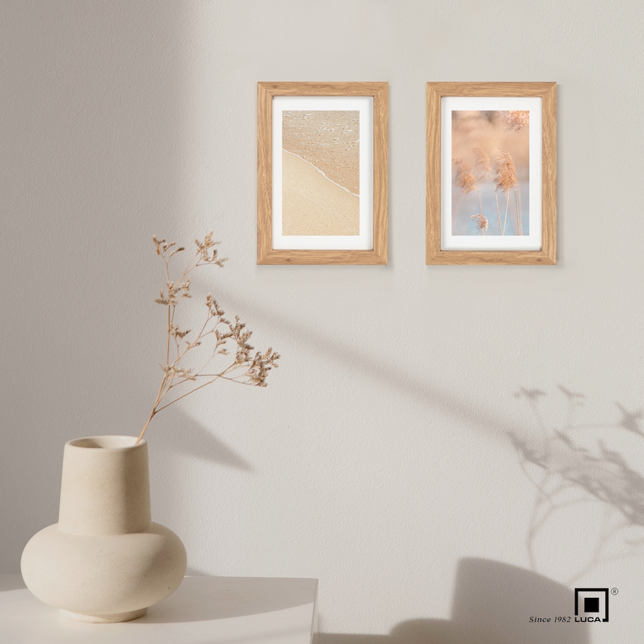 Brązowa ramka na zdjęcia 10x15 cm rama MDF z plexi wisząca stojąca klasyczna ramka